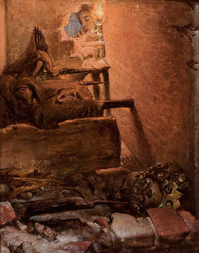 Obraz Jan Matejki "Wnętrze grobu Kazimierza Wielkiego", 1869 r.