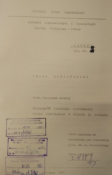 Praca magisterska Andrzeja Szymaniaka