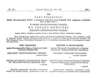 Pakt o nieagresji pomiędzy Polską a ZSRS z 25 lipca 1932 roku