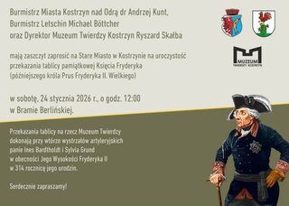 Zaproszenie na&nbsp;wydarzenie poświęcone zwrotowi tablicy dotyczącej kr&oacute;la Fryderyka II