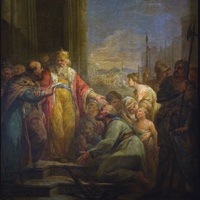 "Prawa Kazimierza Wielkiego, rok 1347", obraz Marcello Bacciarelliego (fragment)