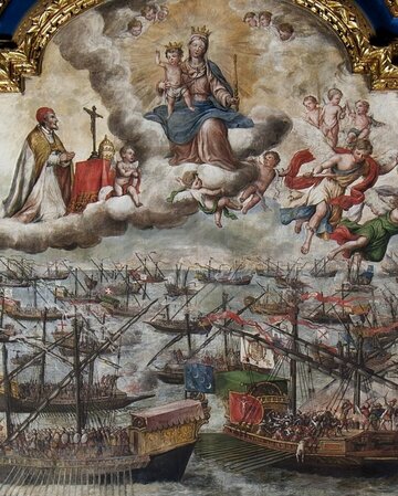 Objawienie Matki Bożej podczas bitwy pod&nbsp;Lepanto, mal. Lucas Vald&eacute;s