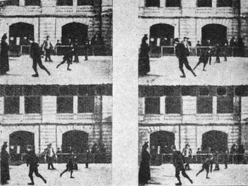 Cztery zachowane kadry jednego z&nbsp;pierwszych polskich film&oacute;w K. Pr&oacute;szyńskiego "Ślizgawki w&nbsp;Łazienkach" reprodukowane w&nbsp;polskiej prasie