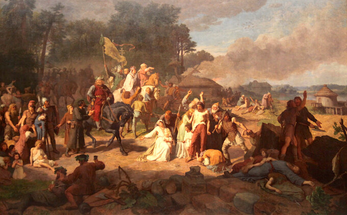 Wojciech Gerson, „Opłakane apostolstwo”, 1866 rok, olej/płótno; wymiary: 290 x 460 cm, Muzeum Narodowe w Krakowie.