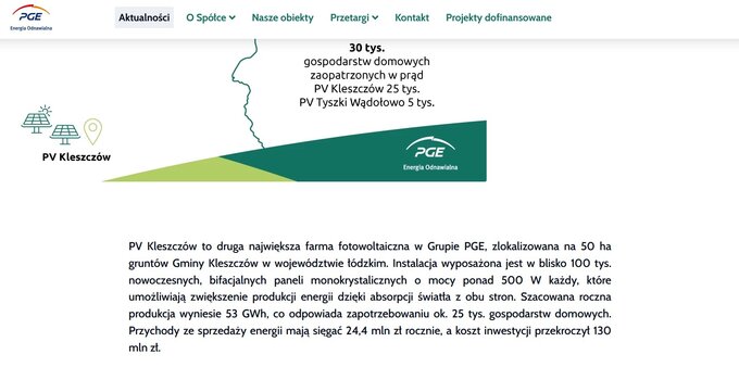 Zrzut ze&nbsp;strony PGE