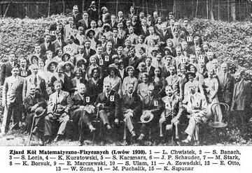 Stanisław Ulam wśr&oacute;d lwowskich matematyk&oacute;w (zdjęcie z&nbsp;1930, Ulam jest oznaczony numerem 10)