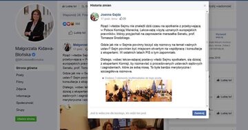Kto zamieszcza posty na&nbsp;stronie Małgorzaty Kidawy-Błońskiej?