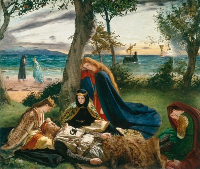 Śmierć króla Artura, obraz z XIX wieku