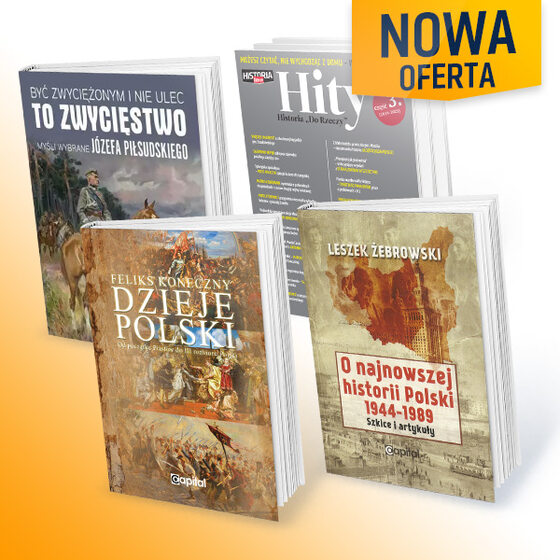 „Historia Polski”– Roczny pakiet subskrypcji: Do Rzeczy + Historia Do Rzeczy z 4 ebookami „O najnowszej historii Polski 1939-1989. Szkice i artykuły”, „Dzieje Polski. Od początku Piastów do III rozbioru Polski”, „Być zwyciężonym i nie ulec to zwycięstwo. Myśli wybrane Józefa Piłsudskiego”, „Hity Historia Do Rzeczy” cz. 1-3.