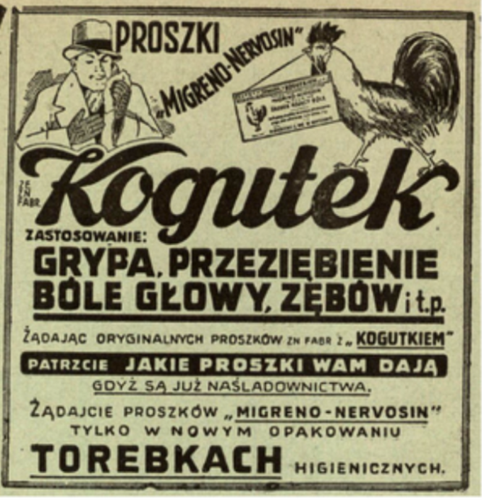 Proszek z "Kogutkiem". Reklama z „Polskiego Skorowidza Samochodowego na rok 1938”
