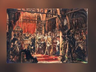 „Koronacja pierwszego króla Polski”. Obraz Jana Matejki