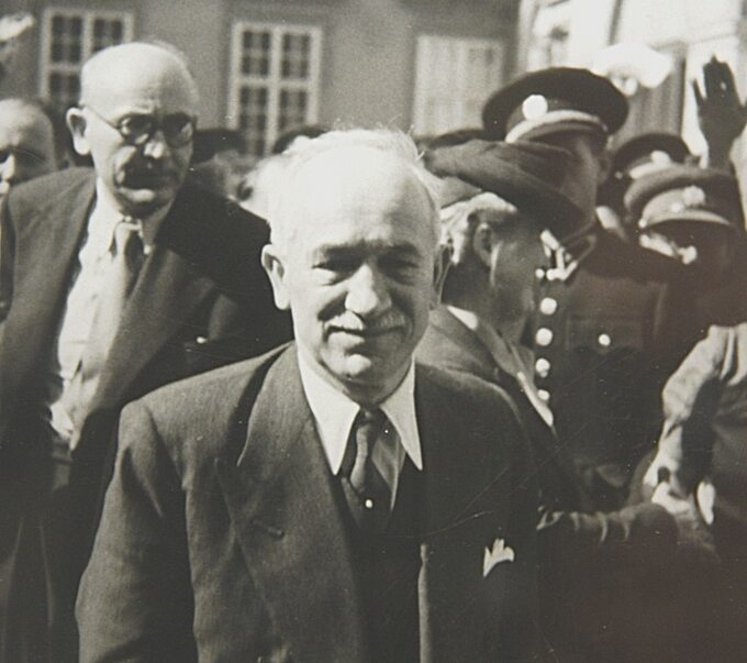 Edvard Beneš podczas wizyty w Brnie, 1938 rok.