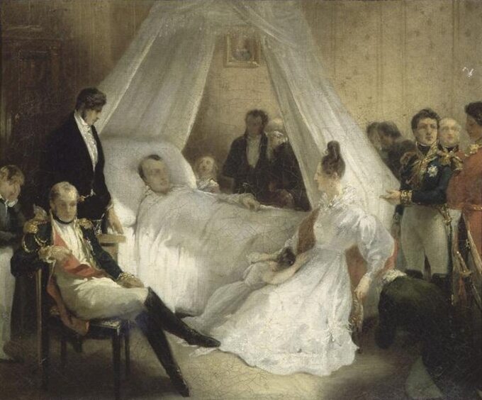 Napoleon na łożu śmierci, mal. 
Charles de Steuben