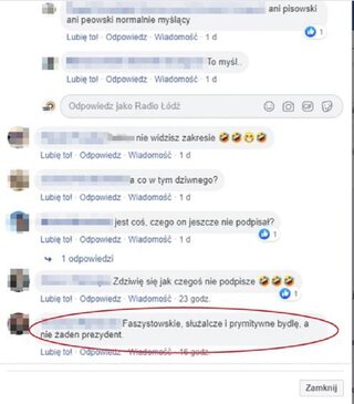 Wpis na&nbsp;FB Radia Ł&oacute;dź