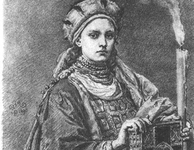 Dobrawa, żona Mieszka I. Fragment rysunku Jana Matejki