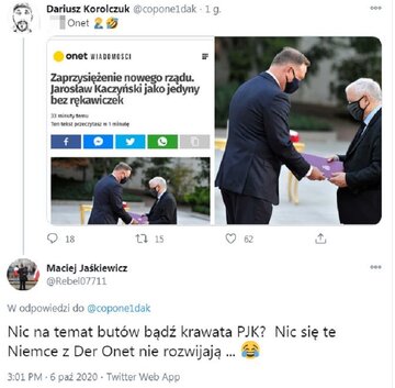 Serwis Onet relacjonując uroczyste zaprzysiężenie rządu zwr&oacute;cił uwagę na&nbsp;brak rękawiczek u&nbsp;jednego z&nbsp;wicepremier&oacute;w.