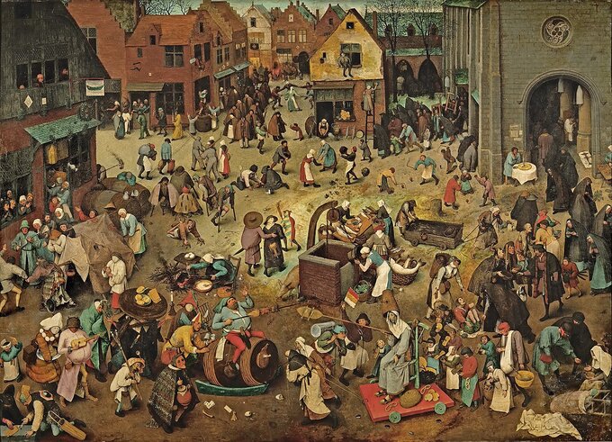 "Walka karnawału z postem". Mal. Pieter Bruegel Starszy