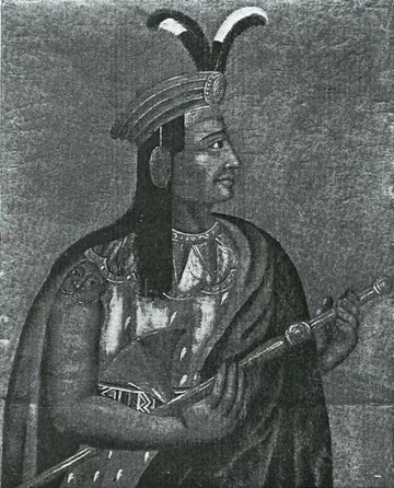 Atahualpa, ostatni władca Ink&oacute;w. Rysunek z&nbsp;1533 roku