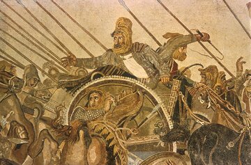Dariusz III&nbsp;uciekający po&nbsp;bitwie pod&nbsp;Issos (Museo Archeologico Nazionale, Neapol)