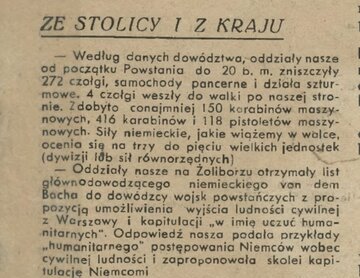 Fragment "Biuletynu Informacyjnego" z&nbsp;21 września 1944 roku.