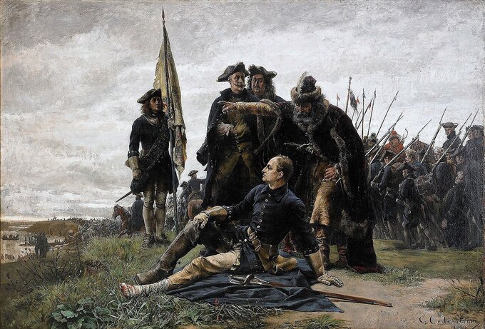 Król Szwecji Karol XII i hetman kozacki Iwan Mazepa pod Połtawą, mal. Gustaf Cederström