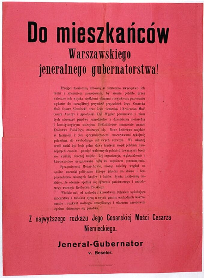 Plakat zawierający treść Aktu 5 listopada