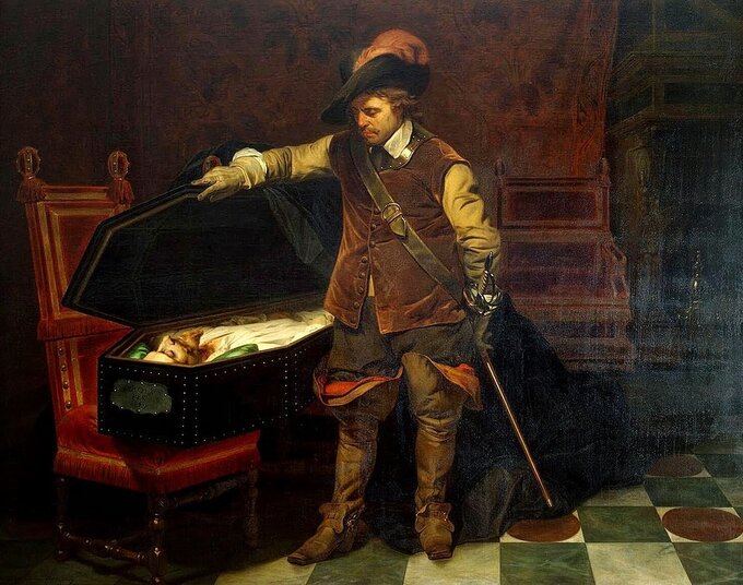 Oliver Cromwell nad trumną kr&oacute;la Karola I&nbsp;Stuarta