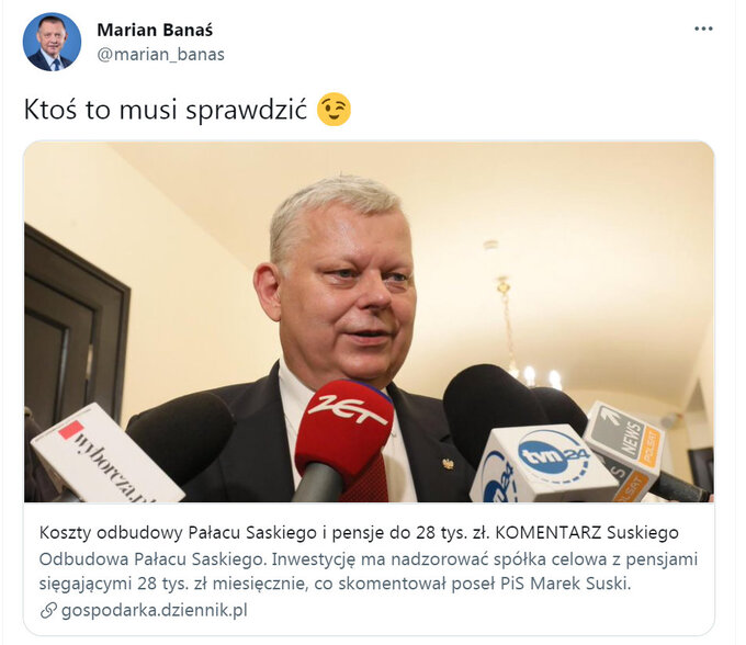 Wpis prezesa NIK Mariana Banasia