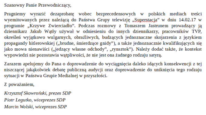 list otwarty SDP