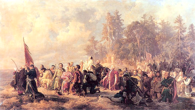 Modlitwa konfederatów barskich przed bitwą pod Lanckoroną, obraz Artura Grottgera