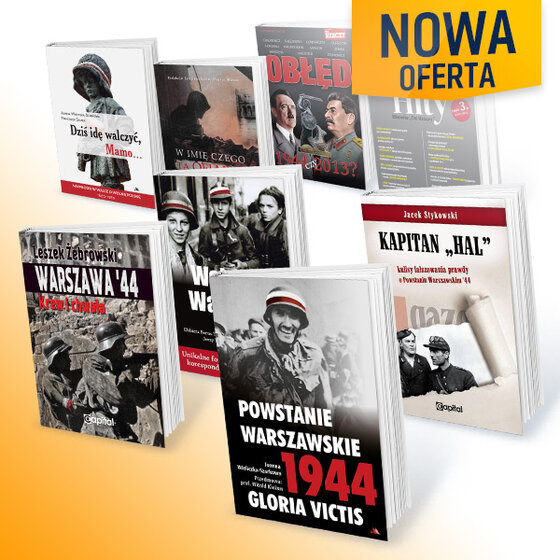 Oferta „Powstanie Warszawskie 1944” roczna subskrypcja tygodnika Do Rzeczy + Historia Do Rzeczy „Powstanie Warszawskie 1944. Gloria Victis”, „Kapitan „Hal”. Kulisy fałszowania prawdy o Powstaniu Warszawskim '44”, „Warszawa'44. Krew i chwała”, „Walcząca Warszawa '44”, „Dziś idę walczyć, Mamo…”, „W imię czego ta ofiara? Obóz Narodowy wobec Powstania Warszawskiego”, „Obłęd 1944 czy 2013?”, „Hity Historia Do Rzeczy”.