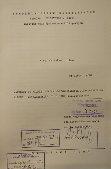 Praca magisterska Jarosława Michonia