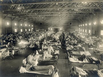Szpital polowy w&nbsp;czasie epidemii hiszpanki, 1918&nbsp;r.