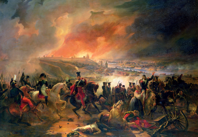 Jean-Charles Langlois, Bitwa pod Smoleńskiem (17 sierpnia 1812). W centralnej części książę Józef Poniatowski, po lewej stronie Napoleon