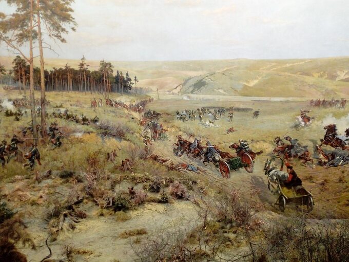 Fragment "Bitwy pod Racławicami" (Panoramy Racławickiej), mal. J. Styka, W. Kossak