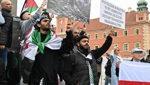 Miniatura: Antysemickie hasło na marszu w Warszawie....