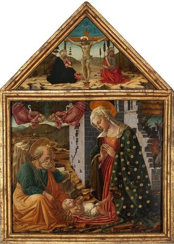Fra Diamante, "Adoracja Dzieciątka i&nbsp;Ukrzyżowanie", ok. 1470