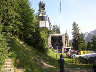 Kolej na Kasprowy Wierch przy dolnej stacji w Kuźnicach (wagonik przed modernizacją w 2007 roku)