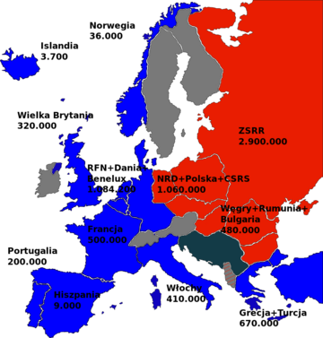 Liczebność sił zbrojnych państw członkowskich NATO i&nbsp;Układu Warszawskiego w&nbsp;1973