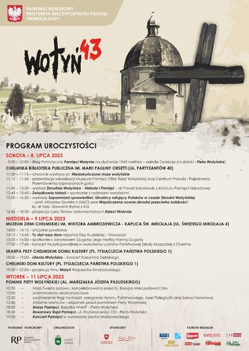 Program uroczystości Obchody 80. Rocznicy Krwawej Niedzieli na&nbsp;Wołyniu w&nbsp;Chełmie