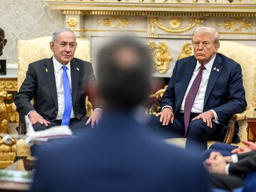 Premier Izraela Benjamin Netanjahu i&nbsp;prezydent USA Donald Trump
