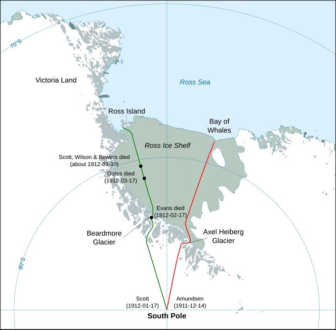 Wyprawy R. Scotta i R. Amundsena na biegun południowy