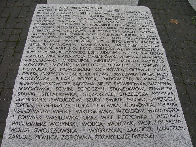 Tablica Pomnika ofiar zbrodni dokonanej na obywatelach polskich przez OUN-UPA