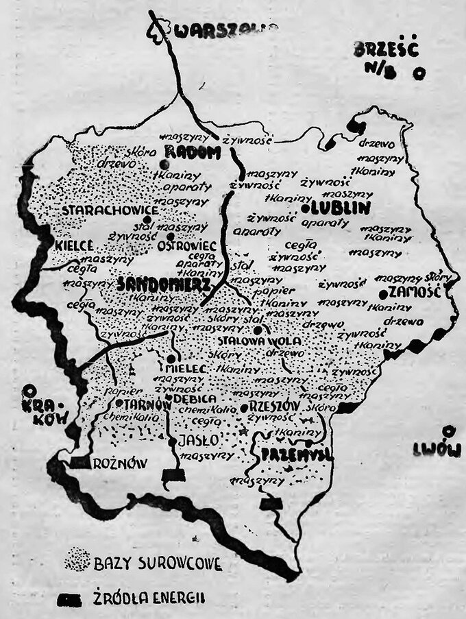 Mapa Centralnego Okręgu Przemysłowego