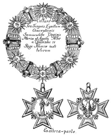 Order Niepokalanego Poczęcia Najświętszej Marii Panny. Awers i&nbsp;rewers orderu według Zygmunta Glogera