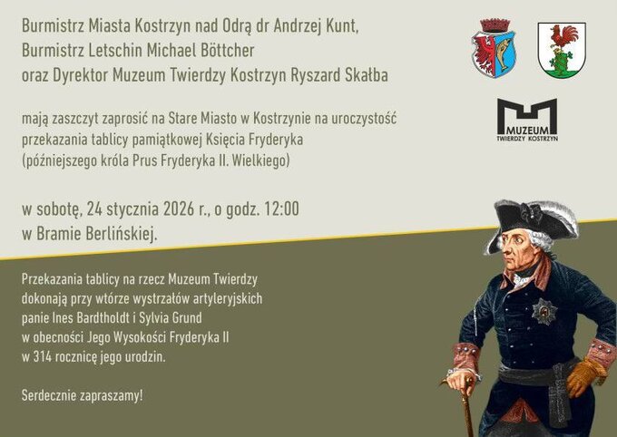 Zaproszenie na&nbsp;wydarzenie poświęcone zwrotowi tablicy dotyczącej kr&oacute;la Fryderyka II