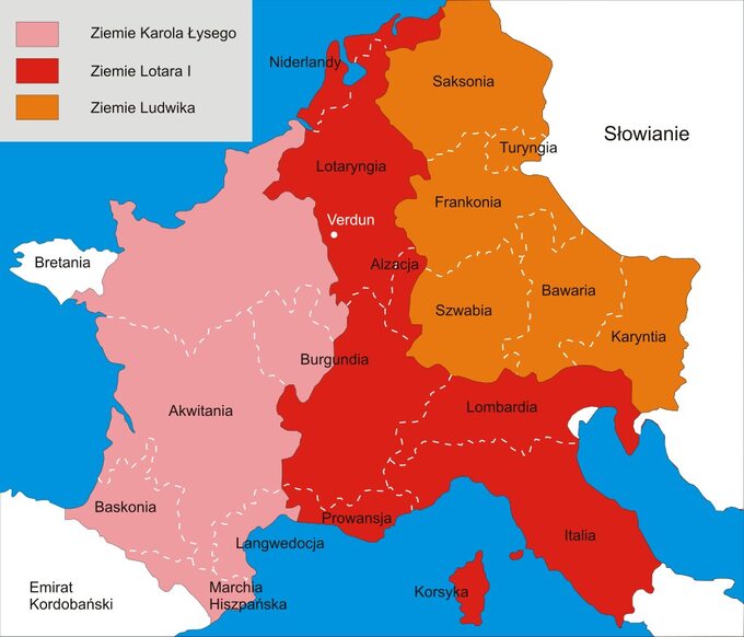 Traktat z Verdun. Podział państwa Franków w 843 roku