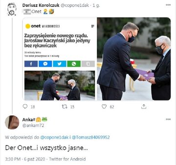 Serwis Onet relacjonując uroczyste zaprzysiężenie rządu zwr&oacute;cił uwagę na&nbsp;brak rękawiczek u&nbsp;jednego z&nbsp;wicepremier&oacute;w.