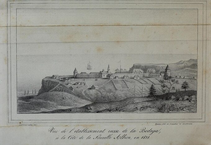 Fort Ross w 1828 roku. Rosyjski fort w USA