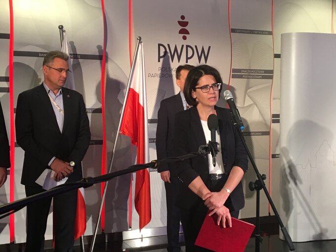 Anna Streżyńska, minister cyfryzacji, konferencja prasowa PWPW